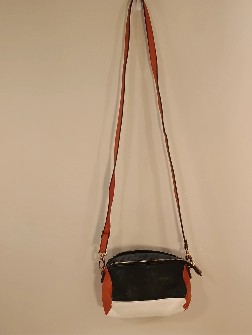 Poverty Flats Y2K Style Color Block White & Brown Mini Crossbody Bag - Picture 1 of 7